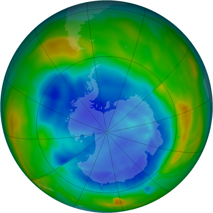 Antarctic ozone map for 30 August 2010